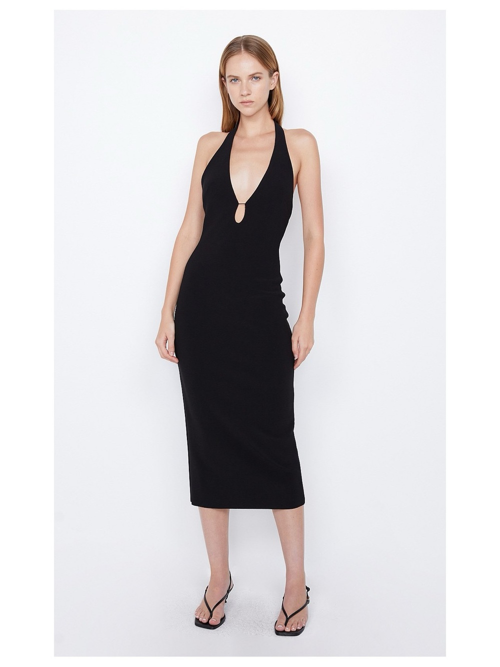 NWOT Bec & Bridge Elvie Halter Keyhole Black Midi Dress Size 2